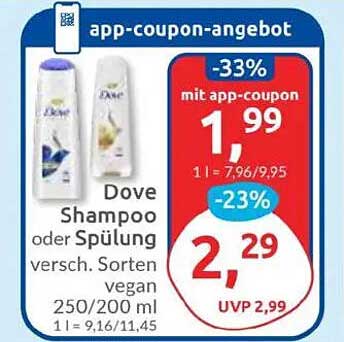 Dove Shampoo oder Spülung 250/200 ml - Aktion