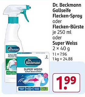 Dr. Beckmann Gallseife Flecken-Spray oder Flecken-Bürste je 250 ml oder Super Weiss 2 x 40 g