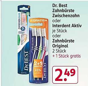 Dr. Best Zahnbürste Zwischenzahn oder Interdent Aktiv je Stück oder Zahnbürste Original 2 Stück + 1 Stück gratis