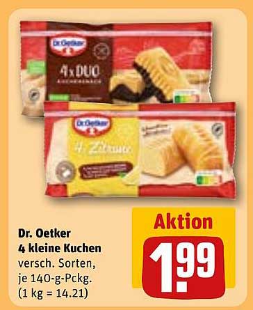 Dr. Oetker 4 kleine Kuchen, verschiedene Sorten, je 140-g-Packung