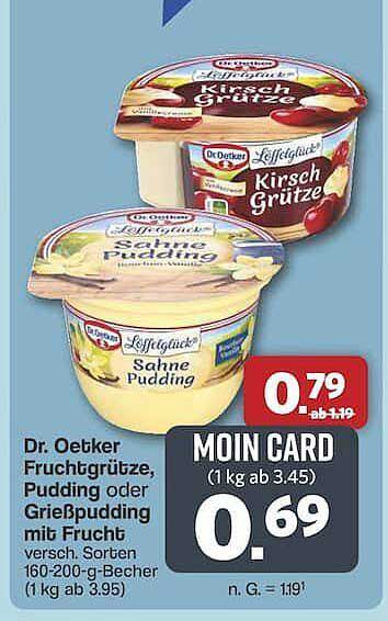 Dr. Oetker Fruchtgrütze, Pudding oder Grießpudding mit Frucht