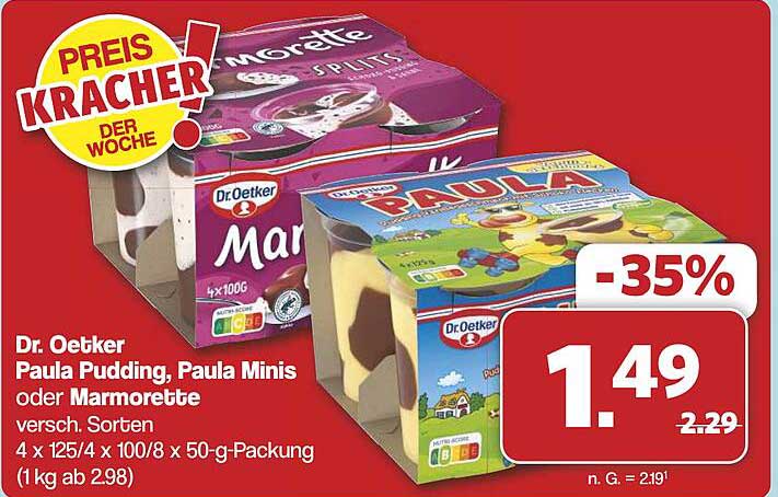 Dr. Oetker Paula Pudding, Paula Minis oder Marmorette versch. Sorten