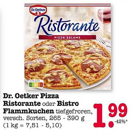 Dr. Oetker Pizza Ristorante oder Bistro Flammkuchen tiefgefroren, versch. Sorten 265 - 390 g