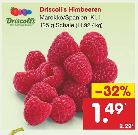 Driscoll's Himbeeren 125 g Schale - jetzt zum Sonderpreis!