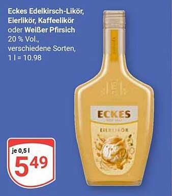 Eckes Edelkirsch-Likör, Eierlikör, Kaffeelikör oder Weißer Pfirsich 20 % Vol., 0,5 l