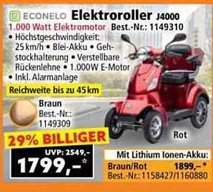 ECONOELO Elektroroller J4000 – 1.000 Watt Elektromotor