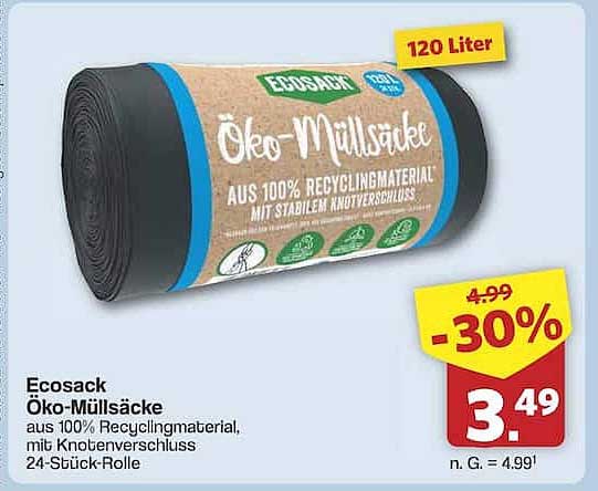 Ecosack Öko-Müllsäcke 120 Liter - 24-Stück-Rolle