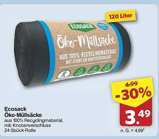 Ecosack Öko-Müllsäcke, 120 Liter, 24 Stück-Rolle