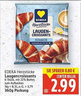 EDEKA Herzstücke Laugencroissants 6 Stück