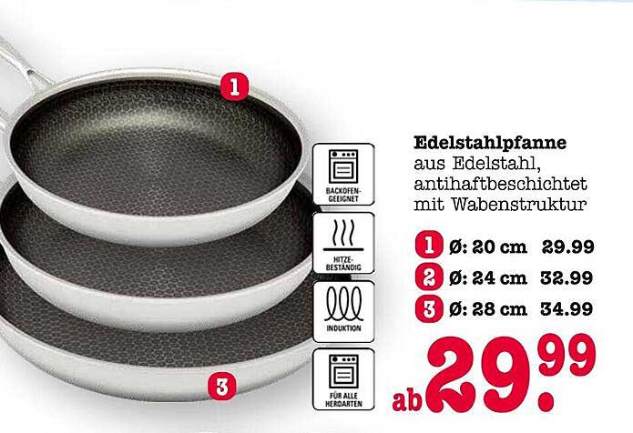Edelstahlpfanne aus Edelstahl, antihaftbeschichtet mit Wabenstruktur