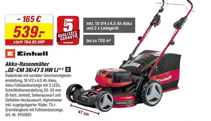 Einhell Akku-Rasenmäher „GE-CM 36/47 S HW Li“