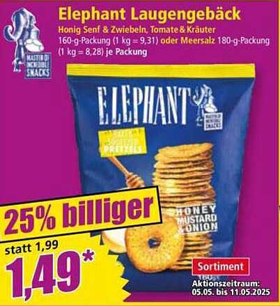 Elephant Laugengebäck Honig Senf & Zwiebeln, Tomate & Kräuter