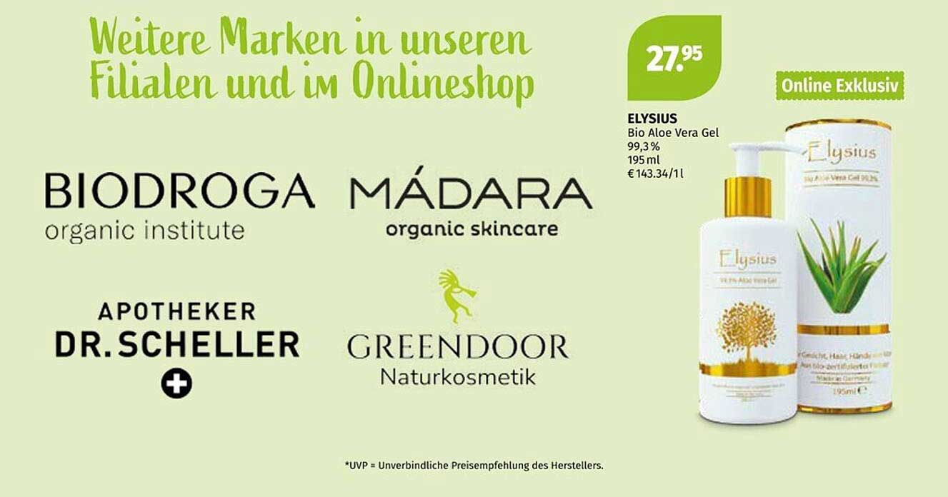 ELYSIUS Bio Aloe Vera Gel 99,3 % - 195 ml