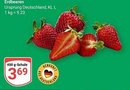 Erdbeeren Ursprung Deutschland, KL I, 400 g für 3,69 €