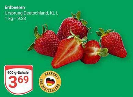 Erdbeeren, Ursprung Deutschland, KL I, 400 g für 3,69 €