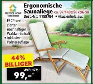 Ergonomische Saunaliege