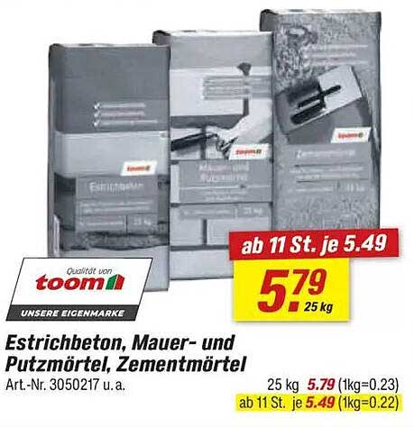 Estrichbeton, Mauer- und Putzmörtel, Zementmörtel