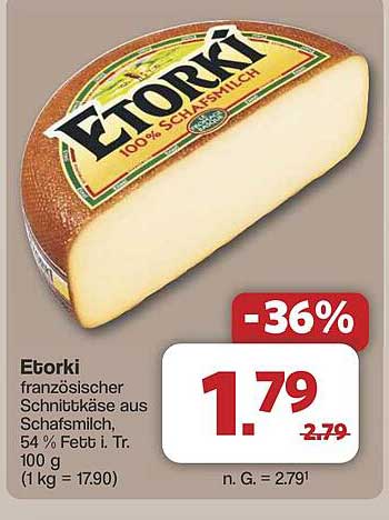 Etorki französischer Schnittkäse aus Schafsmilch, 54 % Fett i. Tr.