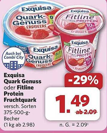 Exquisa Quark Genuss oder Fitline Protein Fruchtquark 375-500-g-Becher