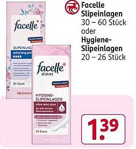 Facelle Slipeinlagen 30 – 60 Stück oder Hygiene-Slipeinlagen 20 – 26 Stück