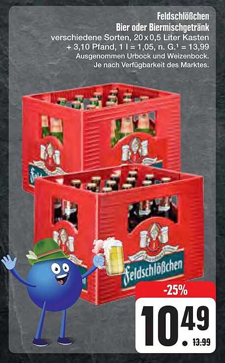 Feldschlößchen Bier oder Biermischgetränk, 20 x 0,5 Liter Kasten