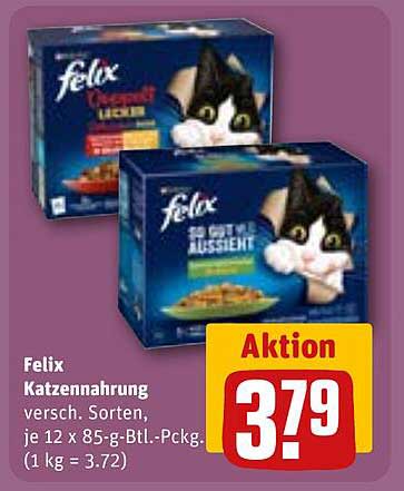 Felix Katzennahrung - verschiedene Sorten, je 12 x 85-g-Btl.