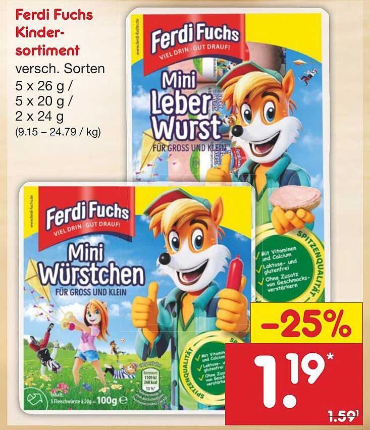 Ferdi Fuchs Kinder Sortiment – Mini Leberwurst und Mini Würstchen
