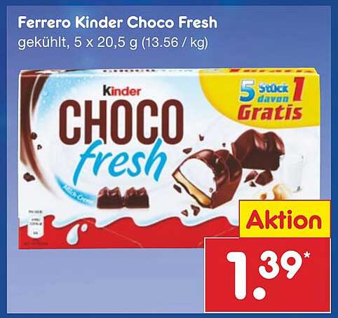 Ferrero Kinder Choco Fresh, gekühlt, 5 x 20,5 g (13,56 / kg)
