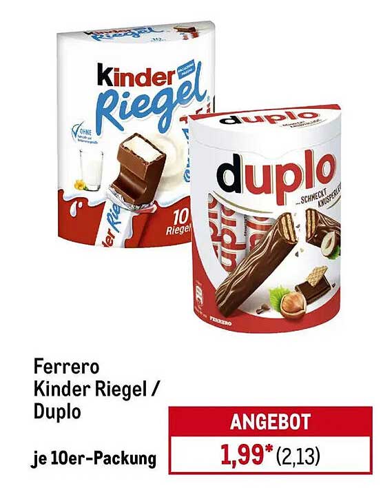 Ferrero Kinder Riegel / Duplo - je 10er-Packung