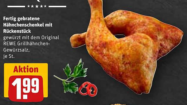 Fertig gebratene Hähnchenschenkel mit Rückenstück