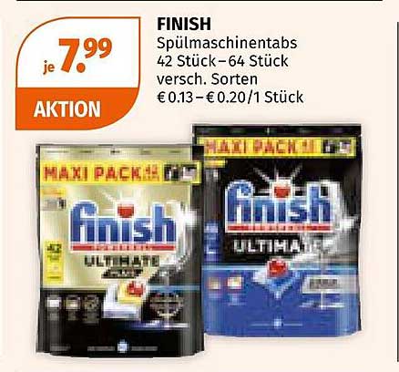 FINISH Spülmaschinentabs 42 Stück – 64 Stück, verschiedene Sorten