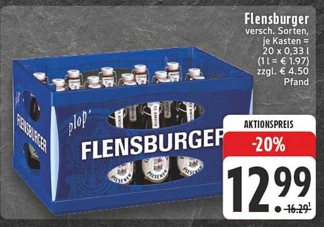 Flensburger Bierkasten mit 20 x 0,33 l – Aktion!