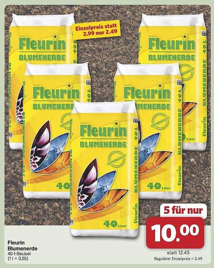 Fleurin Blumenerde 40-l-Beutel 5 für 10,00 Euro statt 12,45 Euro