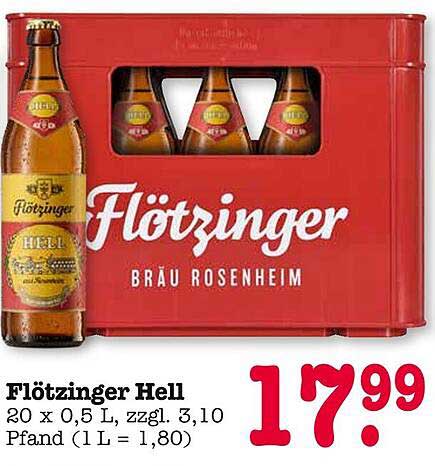 Flötzinger Hell Bierkasten 20 x 0,5 L