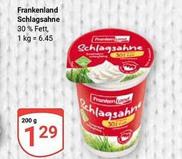Frankenland Schlag sahne 30 % Fett - 200 g