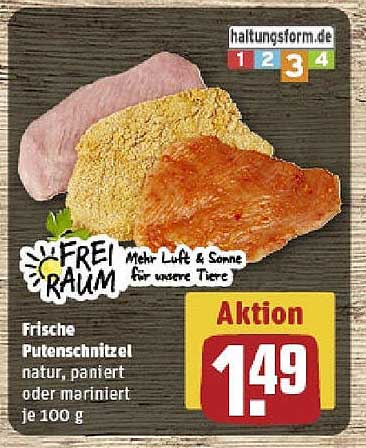 Frische Putenchnitzel natur, paniert oder mariniert je 100 g