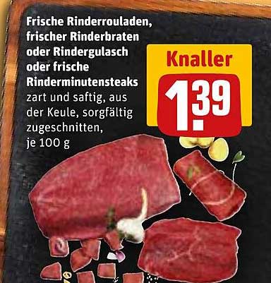 Frische Rinderrouladen, frischer Rinderbraten oder Rindergulasch