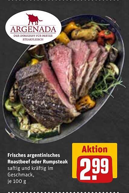 Frisches argentinisches Roastbeef oder Rumpsteak, je 100 g