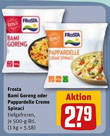 Frosta Bami Goreng oder Pappardelle Creme Spinat