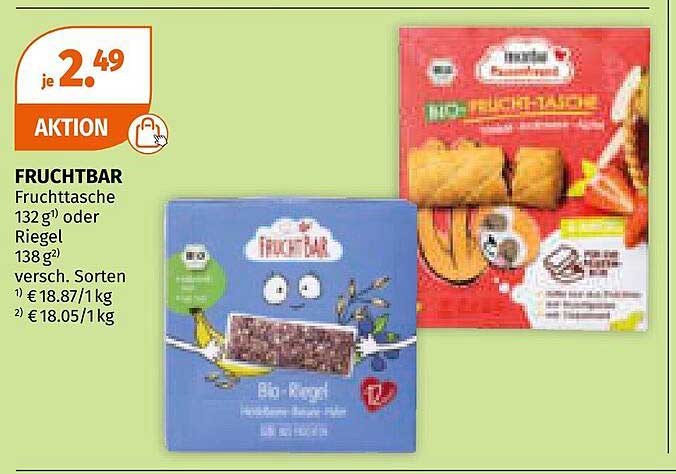 FRUCHTBAR Fruchtasche 132 g oder Riegel 138 g - Aktion