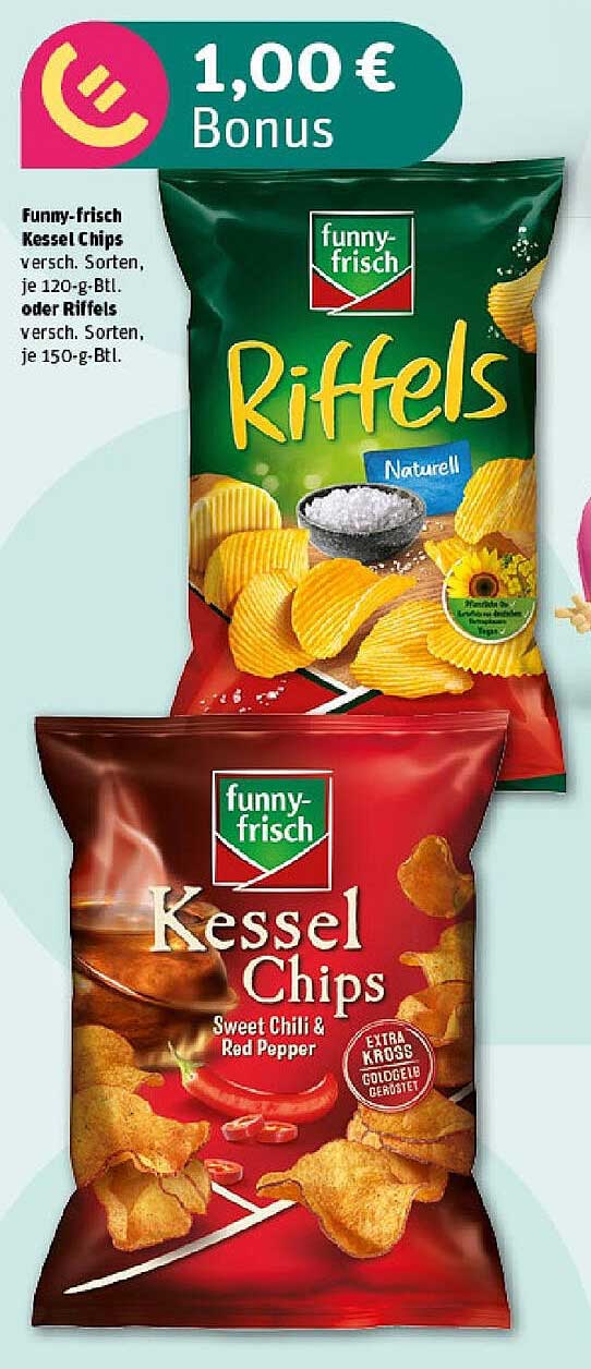 Funny-frisch Kessel Chips und Riffels Chips – Snack-Schmaus für jeden Anlass