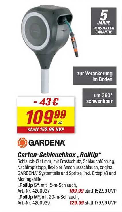 Garten-Schlauchbox „RollUp“ von GARDENA