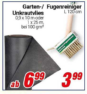 Garten-/Unkrautvlies 0,9 x 10 m oder 1 x 25 m, bei 100 gm²