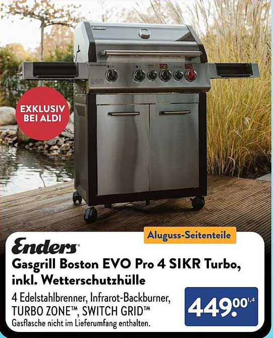 Gasgrill Boston EVO Pro 4 SIKR Turbo, inkl. Wetterschutzhülle