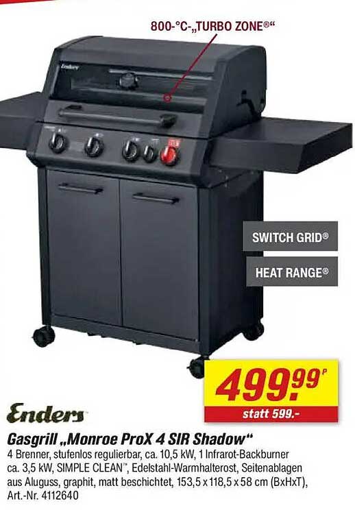 Gasgrill „Monroe ProX 4 SIR Shadow“