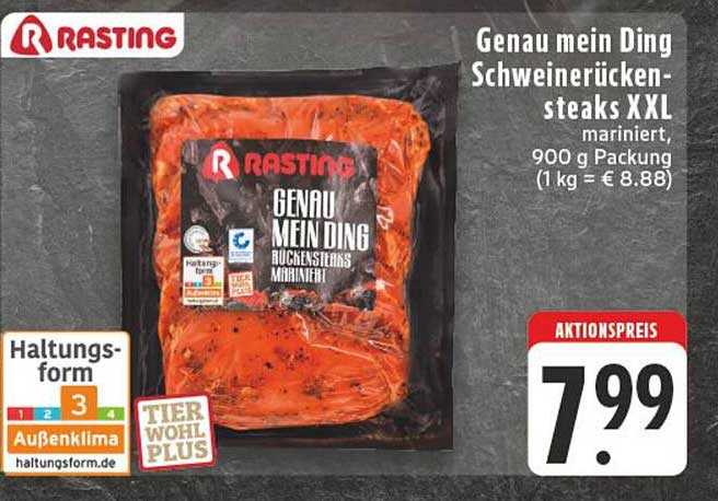 Genau mein Ding Schweinerückensteaks XXL, marinierte, 900 g Packung