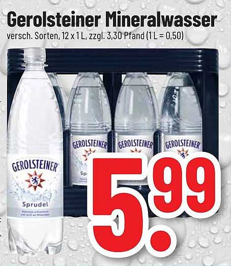 Gerolsteiner Mineralwasser 12 x 1 L, versch. Sorten
