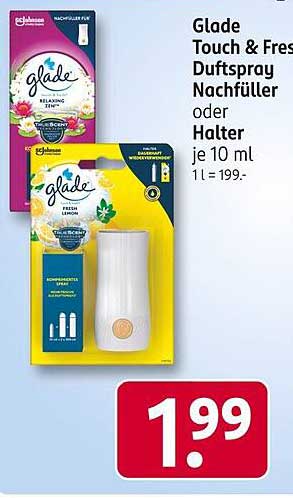 Glade Touch & Fresh Duftspray Nachfüller oder Halter je 10 ml