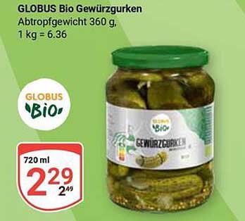 GLOBUS Bio Gewürzgurken 720 ml (360 g) - Jetzt zum Sonderpreis!