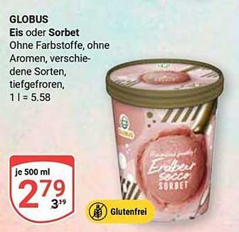 Globus Erdbeer Sorbet - Leckeres Eis für heiße Tage
